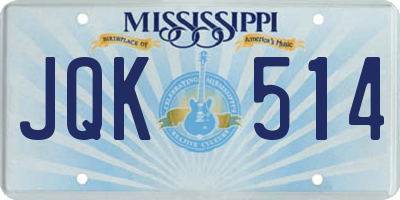 MS license plate JQK514