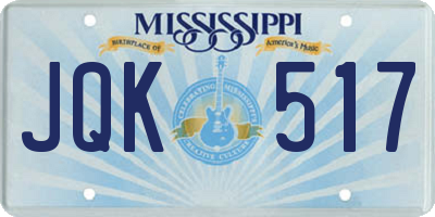 MS license plate JQK517