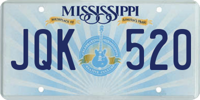 MS license plate JQK520
