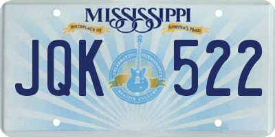 MS license plate JQK522