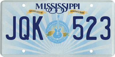 MS license plate JQK523