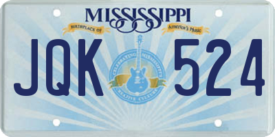 MS license plate JQK524