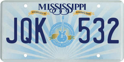 MS license plate JQK532