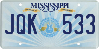 MS license plate JQK533