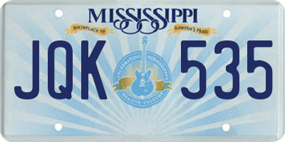 MS license plate JQK535