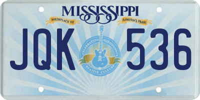 MS license plate JQK536