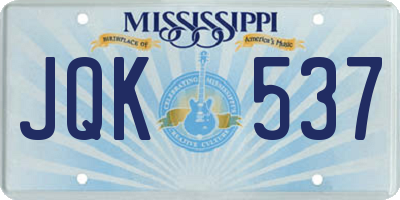 MS license plate JQK537