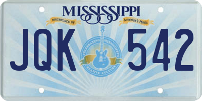 MS license plate JQK542