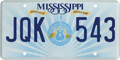 MS license plate JQK543