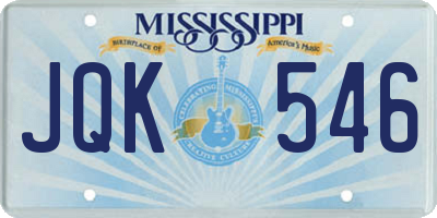 MS license plate JQK546