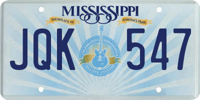 MS license plate JQK547