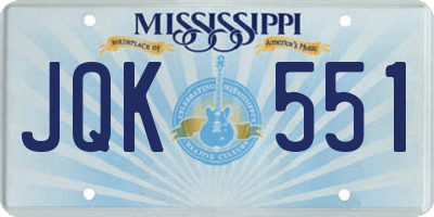 MS license plate JQK551