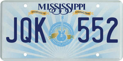 MS license plate JQK552