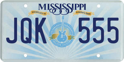 MS license plate JQK555