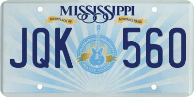MS license plate JQK560