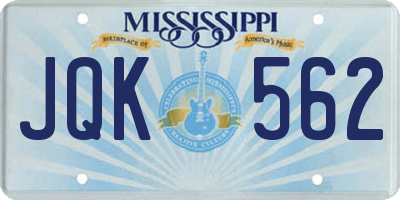 MS license plate JQK562