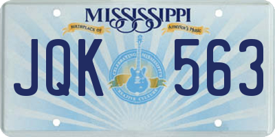 MS license plate JQK563