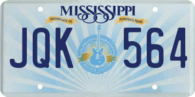MS license plate JQK564