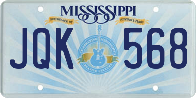 MS license plate JQK568