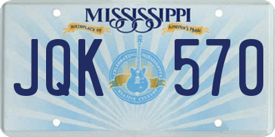 MS license plate JQK570