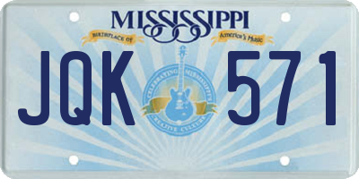 MS license plate JQK571