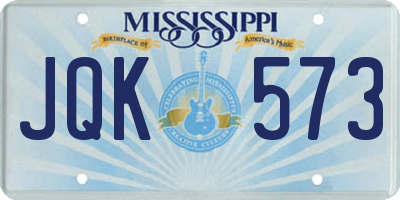 MS license plate JQK573