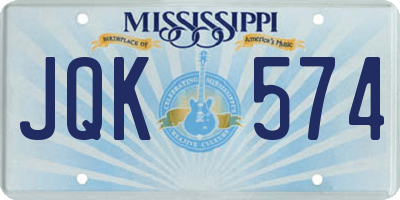 MS license plate JQK574