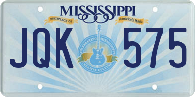 MS license plate JQK575