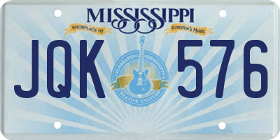 MS license plate JQK576