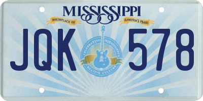 MS license plate JQK578