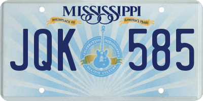 MS license plate JQK585