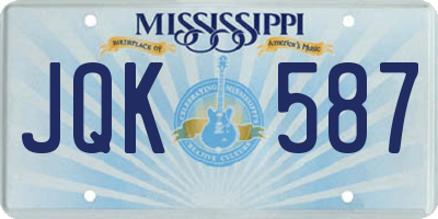 MS license plate JQK587