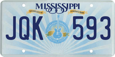 MS license plate JQK593