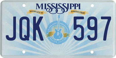 MS license plate JQK597