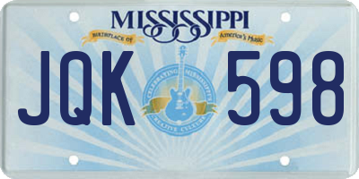 MS license plate JQK598