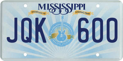 MS license plate JQK600