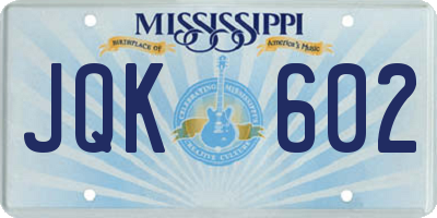 MS license plate JQK602