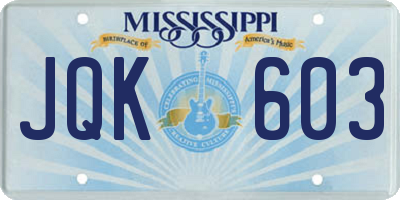 MS license plate JQK603