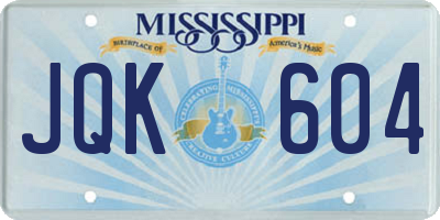MS license plate JQK604