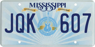 MS license plate JQK607