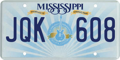 MS license plate JQK608