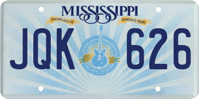 MS license plate JQK626