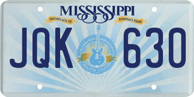 MS license plate JQK630