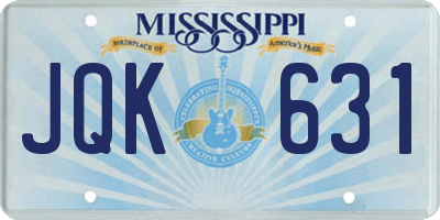 MS license plate JQK631
