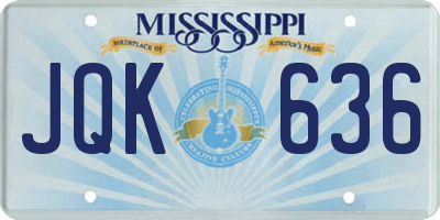 MS license plate JQK636