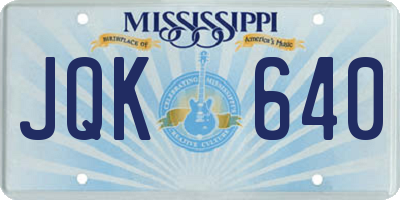 MS license plate JQK640