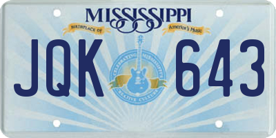 MS license plate JQK643