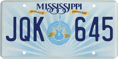 MS license plate JQK645