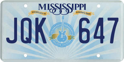 MS license plate JQK647