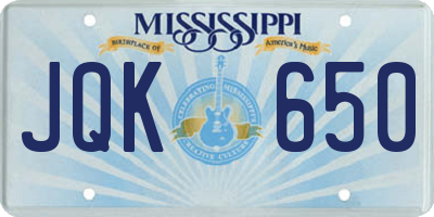 MS license plate JQK650